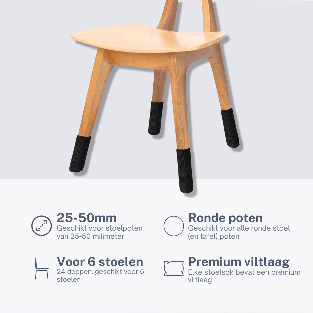 Stoelpoot Beschermers Vloerbeschermer Ø25-50 mm sokken - 24 stuks - Earkings