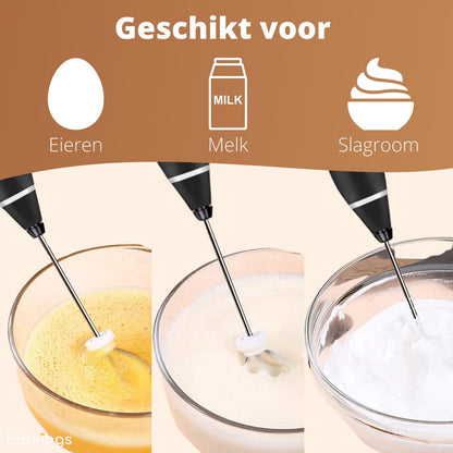 Premium Melkopschuimer Oplaadbaar - Inclusief 2 Opzetstukken - hout - Earkings