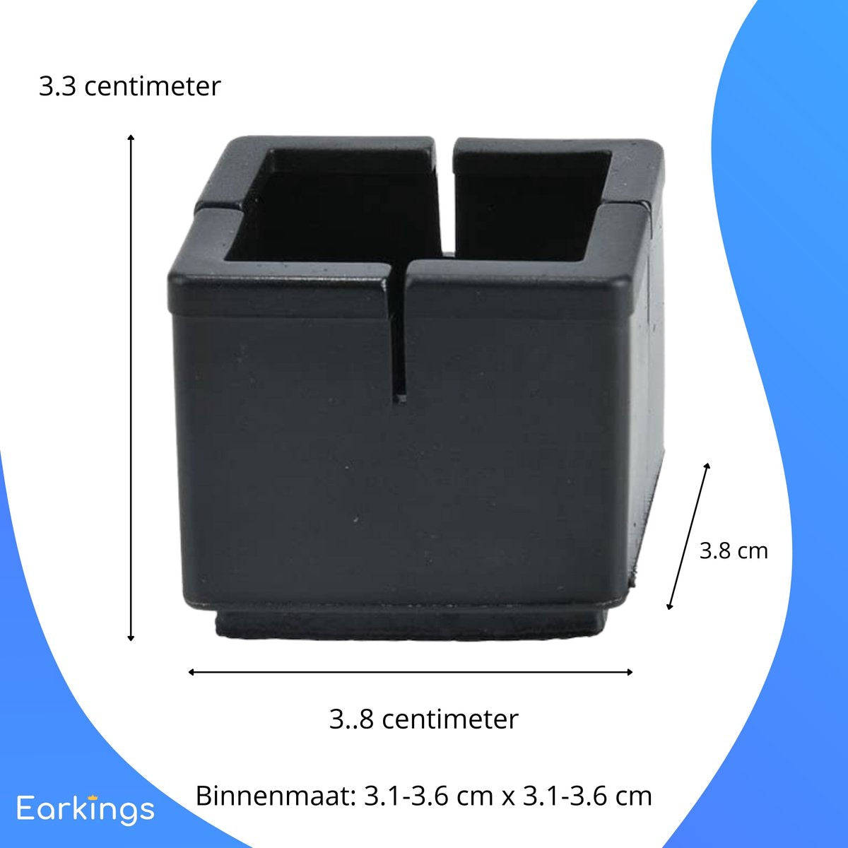 Stoelpoot Beschermers Vloerbeschermer - 24 stuks  - Vierkante voor poten groter dan 35x35mm - Earkings