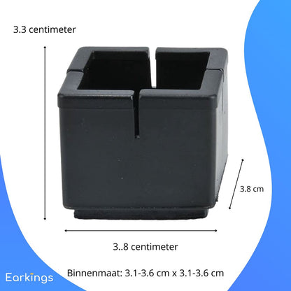 Stoelpoot Beschermers Vloerbeschermer - 24 stuks  - Vierkante voor poten groter dan 35x35mm - Earkings