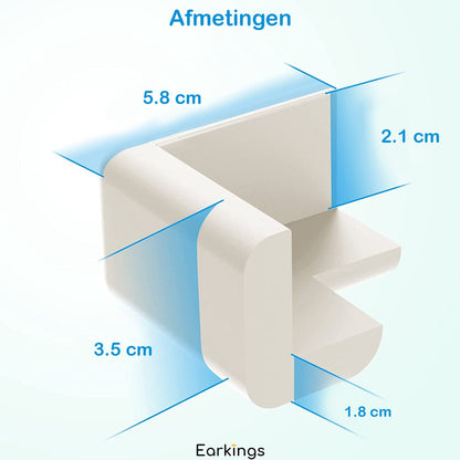 Hoekbeschermer Stootrand van Zacht Foam - Set van 12 - wit - Earkings