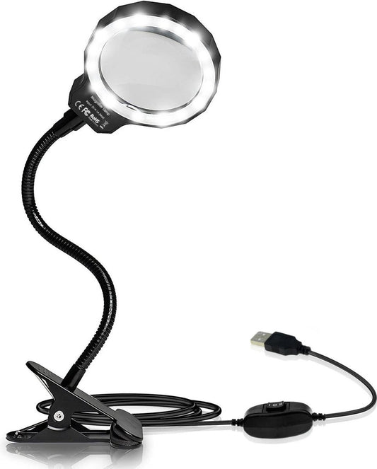 Loeplamp vergrootglas met LED verlichting en tafelklem - Earkings